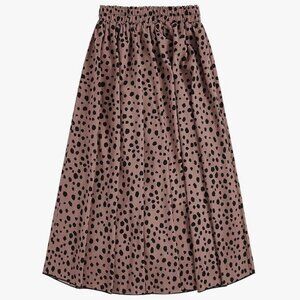 Dalmatian Print A Line High Waist Flare Flowy Midi Skirt